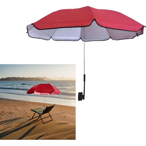 Parasol, de chaise avec pinces pour chariot,vélo,fauteuil roulant et chaise de plage, UPF 50+, 96 cm (1/5)