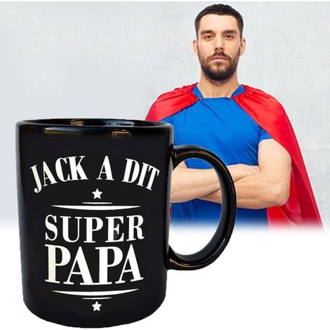 Tasse - KEIN NAME - Jack sagte Super Papa - Schwarz - Rund - Spülmaschinenfest