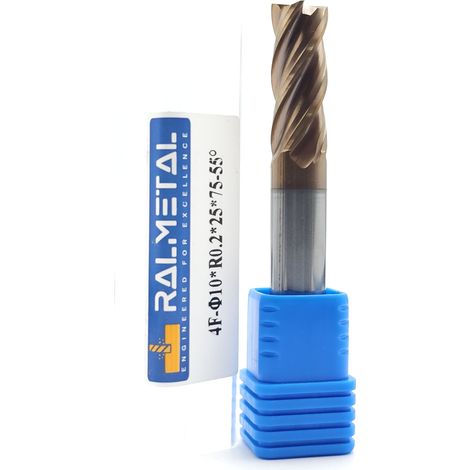 Fresa radiale in metallo duro integrale 10 x R0.2 x 75 mm 55 HRC (1/3)