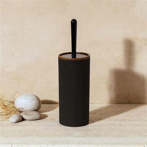 Exagonshop Portascopino a pavimento in plastica nero London