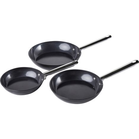 Conjunto de 3 sartenes de 3 tamaños con recubrimiento cerámico antiadherente de aluminio negro Elite Pro (1/5)