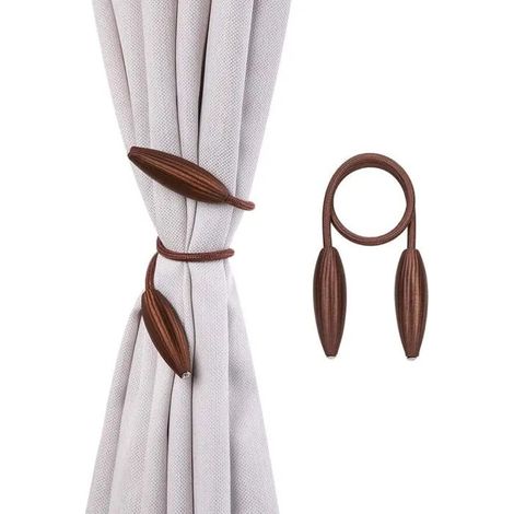 2pcs Embrasse Rideau Élastiques Tordre Boucle Tricotant, Crochet Pince Clips Décoratifs pour Rideaux, Accessoires Chambre, - Marron (1/5)
