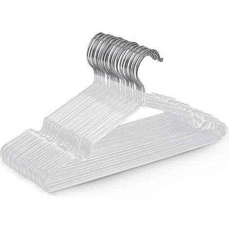 Set of 20 high quality white metal hangers, covered in rubber, measuring 40 x 19.5 x 0.32 cm, space-saving and suitable for wardrobes. (1/4)
