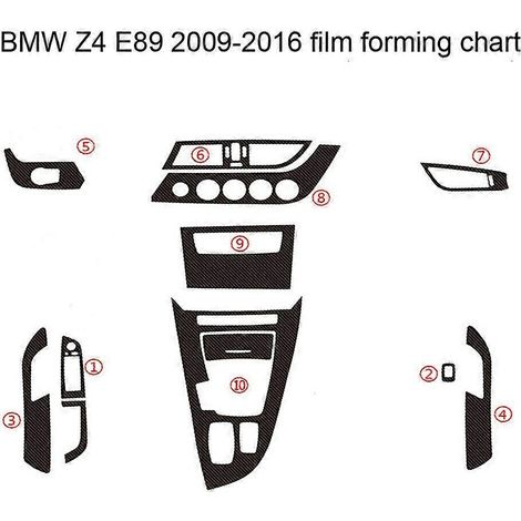 Autocollant de sellerie automobile en fibre de carbone noire, style E89, pour BMW Z4, pour gouvernail gauche, autocollants en fibre de carbone 5D. (1/5)