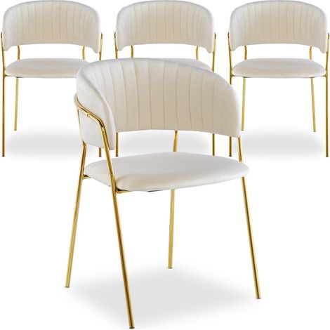 Lot de 4 chaises Tabata Velours Beige (1/5)