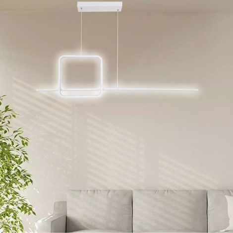 TRADE SHOP - Lampadario A Sospensione Led 48w Design Quadrato Linea Bianco Ip20 Luce 4000k 33559 - (1/5)