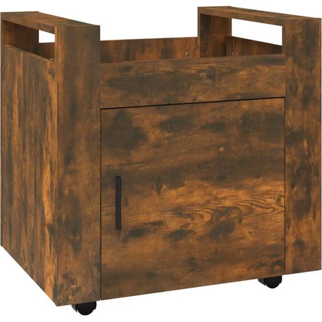 Maison Exclusive - Carrito de escritorio contrachapada roble ahum