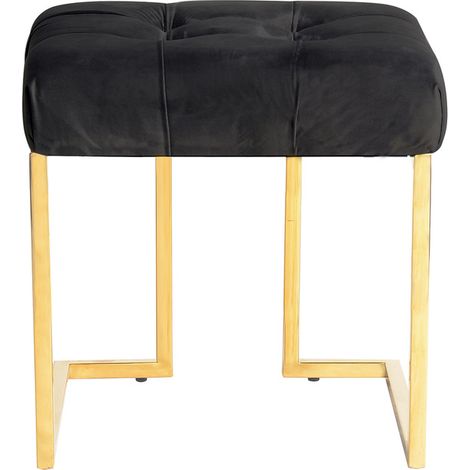 Pouf Rarity in velluto nero con base in acciaio dorato (1/3)