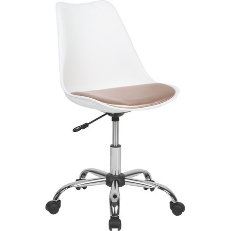 Silla de oficina blanco rosa dorado polipropileno giratorio acolchado escritorio Dakota II