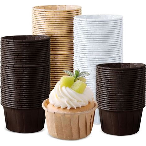 150 pièces boîte à cupcakes, moule à cupcakes, mini boîte à muffins, moule à cupcakes jetable, boîte à pâtisserie pour mariage, anniversaire, fête, peau de vache, blanc, café-DOU