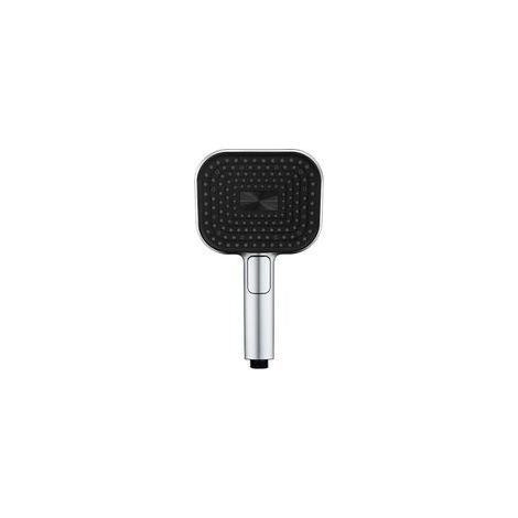 Pommeau de douche carré moderne avec flexible et support réglable, pommeau de douche haute pression pour maison et camping-car, chromé (1/4)