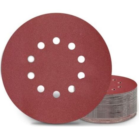 225-mm-Schleifscheiben, 25 runde Schleifpads, Körnung P180, 10 Löcher, für Langhalsschleifer, Trockenbauschleifer und Giraffenschleifer (1/4)