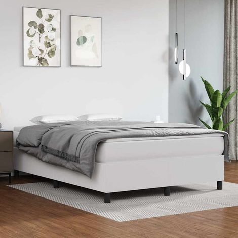 Estructura de cama con somier cuero sintético blanco 140x190cm (1/5)