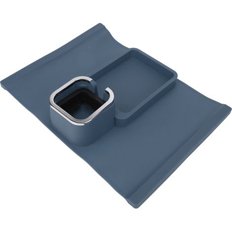 Porte-gobelet ergonomique multifonction en silicone pour canapé, avec base antidérapante, idéal pour les accoudoirs de canapé et de bureau (bleu). (1/5)