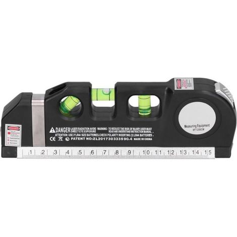 Niveau Laser - Ruban Mesure 250 Cm - 3 Angles 0° 45° 90° - 3 Bulles D'air - Corps Abs - 1 Pièce (1/5)