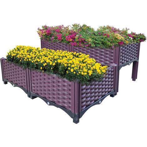 HOMIZEN Hochbeet Pflanzbeet Kunststoff Garten Kit 80x80x37cm (1/5)