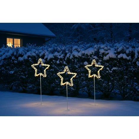 TrendLine LED Stecker Stern Ø 12 x 36 cm warmweiß 3er Pack Gartenstecker