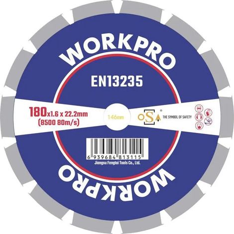 Disco de corte WorkPro gsosse-3 180 mm cerámica mármol