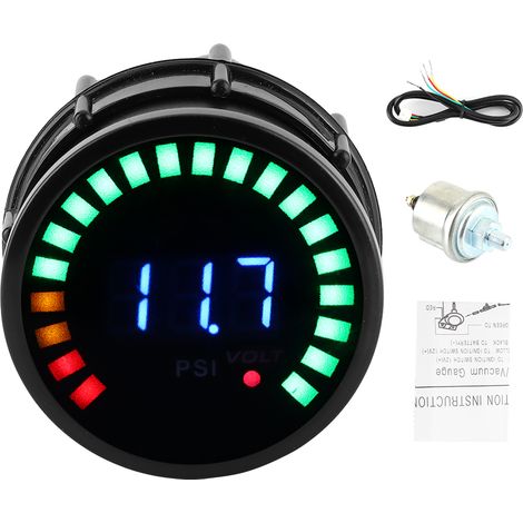 Manomètre de pression d'huile automobile de 52 mm (2 pouces) avec affichage numérique LED (1/5)