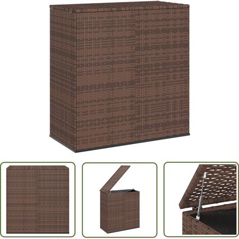 The Living Store Boîte à coussins de jardin Résine tressée 100x49x103,5cm Marron - Coffre De Jardin - Rangement Extérieur - Boîte À Coussins - Meuble De Jardin - Résine Tressée (1/5)