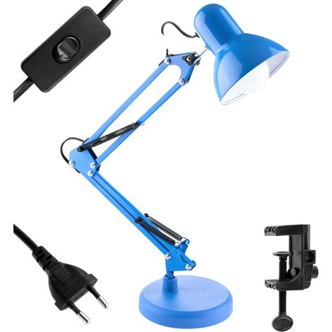 Lampe de table à dessin Tobi E27 bleue avec support de table (1/5)