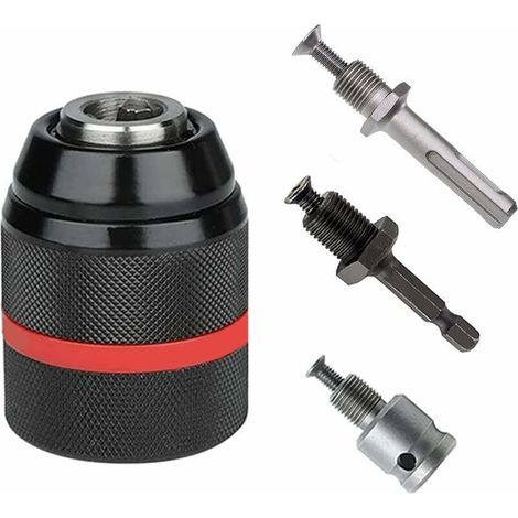 1.5-13mm Drill Chuck, 1/2" 20UNF Thread, Quick Adapter Screwdriver Chuck, with SDS Plus, 1/4" Hex and Impact, Conversion Tool, for Electric Drill (4) (1/4)
