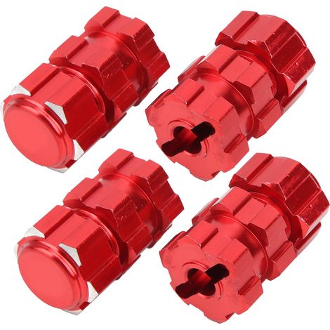 Adaptateurs hexagonaux 17 mm pour moyeux de roue cannelés, rallonge compatible avec les voitures radiocommandées Traxxas MAXX 1/10 (rouge). (1/5)