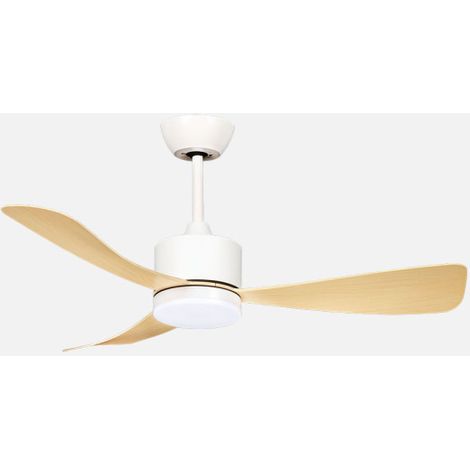 Ventilador Dc Yeste 18w Blanco/haya 3aspas 6vel 106d Luz Opcional 2250lm 300045006500Kk Remoto+memoria+temporizador