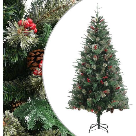Weihnachtsbaum mit Zapfen Grün 225 cm PVC & PE