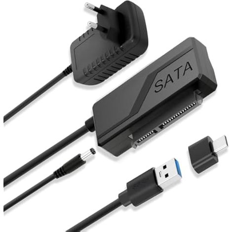 Adaptateur UASP USB 3.0 vers SATA pour disques durs/SSD 2,5/3,5 pouces, SATA III/II/I, avec adaptateur secteur 12 V/2 A (1/5)