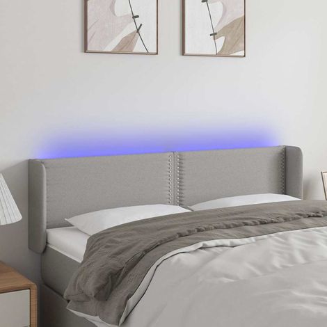 Tête de lit LED gris clair en tissu réglable 147 x 16 x 78/88 cm, 10.93kg - PANGIVO (1/5)