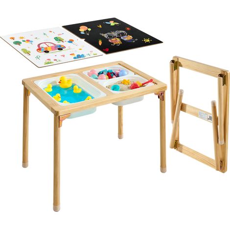 VEVOR Sensorischer Tisch Faltbar, 7-in-1 Aktivitätstisch mit Doppelseitiger Platte, Aufbewahrungsboxen & Rutschfesten Füßen, Spiel-Sand- & Wassertisch, für Kinder im Alter von 3-6 Jahren (1/5)