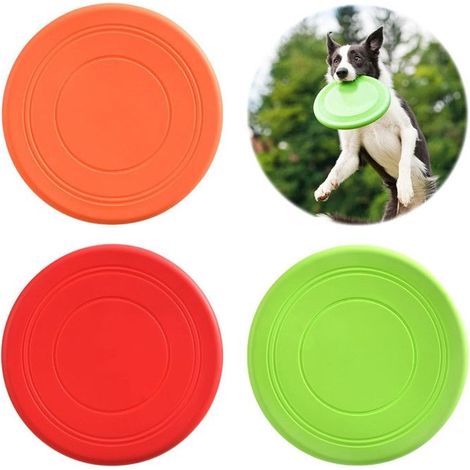 3 Pieces Frisbees for Dogs, Frisbee Dog Activity, Rubber Frisbee for Dogs, Flying Disc for Dogs(Red Green Orange) (1/5)