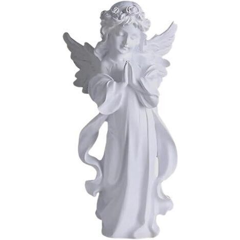 BARKBUSTERS Statue d'ange, ange de cimetière, figurine en résine blanche, statue décorative, pour la maison, le jardin, les mariages, Noël et autres décorations (taille moyenne) (1/4)
