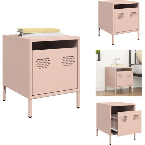 Table de chevet rose 35x39x43,5 cm acier - Armoire De Chevet - Armoires De Chevet - Armoire - Table De Chevet (1/5)