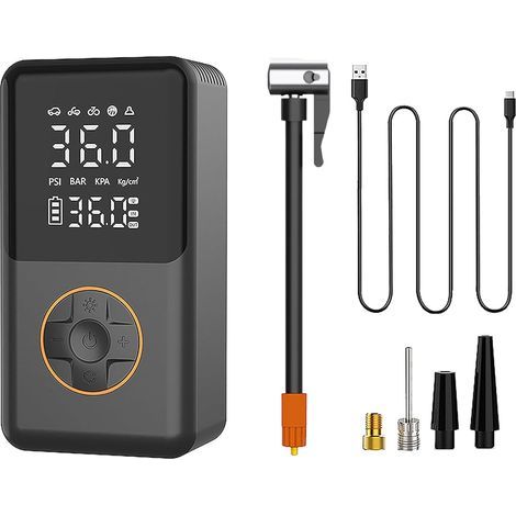 Compresseur d'air pour pneus Compresseur de gonflage pour pneus de voiture avec manomètre Pompe à air électrique intelligente sans fil, rechargeable et à double affichage Pompe à pneu (1/5)