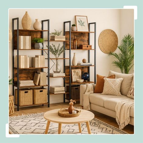 Libreria industriale scaffalatura vintage a 14 ripiani