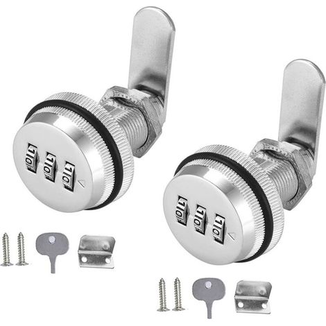 Cerradura De Combinación - Para Cajón De Buzón Y Armario - Sin Llave - Acero Inoxidable - 2 Unidades (1/5)