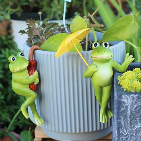 Figurines décoratives de grenouilles pour le jardin, support pour pot de fleurs, décoration grenouille, statue d'animal en résine, support décoratif pour pot de fleurs en forme de grenouille pour la d (1/5)