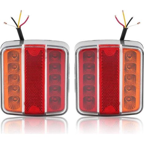 Luci posteriori a LED da 12 V, confezione da 2, per rimorchi e camion, luci posteriori a LED da 18 pezzi, luci dei freni posteriori con luce di stop impermeabile, luce targa per rimorchio (1/4)