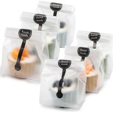 100 pièces transparent plastique sacs avec noir Stickers Used pour Packaging Bakeries fête Cookies et Candies (1/5)