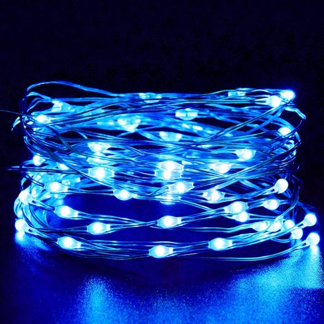 Guirlande lumineuse bleue féérique, 3 m (10 pi), 30 LED, décoration d'Halloween, guirlande lumineuse orange à piles pour décorations d'Halloween et de Noël (1/5)