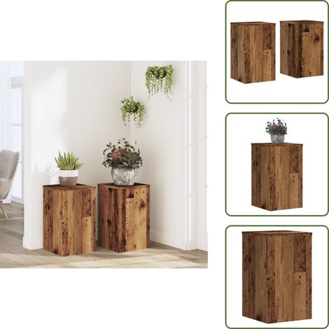 The Living Store Pflanzenständer 2 Stk. Altholz-Optik 30x30x50 cm Holzwerkstoff - Holzwerkstoff (1/5)