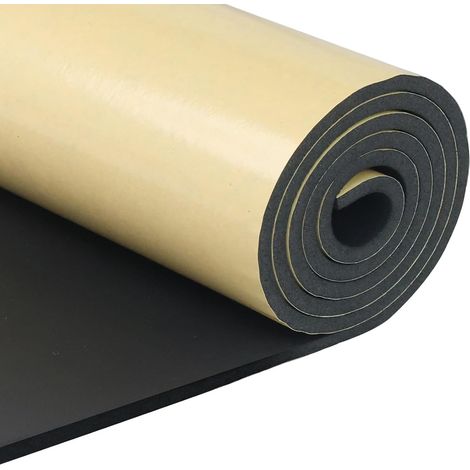 Mousse autocollante, plaque de mousse néoprène auto-adhésive 300mm(L)x6mm(E)x1,5m(P) natte d’isolation rouleau de mousse amortissement acoustique isolation antidérapant (1/5)