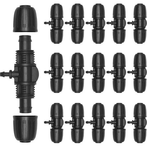 Conector de manguera de jardín CHOYCLIT de 15 piezas, conector en T con púas, para riego por goteo con tubería de riego de 1/2" a 1/4". (1/5)