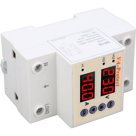 Protecteur de tension 220V AC ajustable, disjoncteur différentiel 63A avec réarmement automatique, protection surtension et sous-tension, interrupteur domestique à récupération automatique, appareil d (1/5)