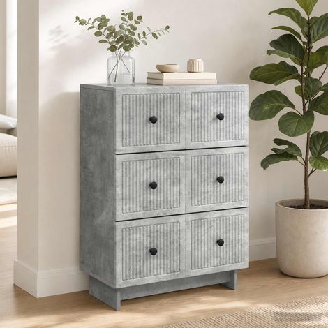 Armoire à tiroirs 3 compartiments en bois d’ingénierie gris béton 66 x 34,5 x 90 cm, 27.73kg - PANGIVO (1/5)