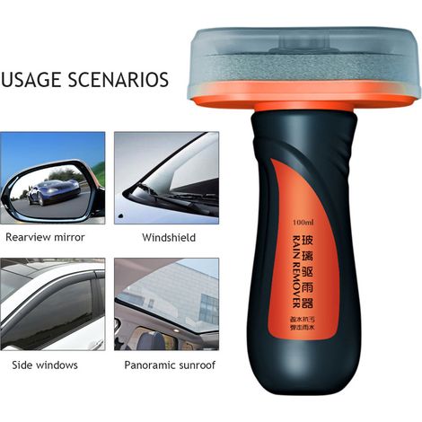 Traitement Hydrophobe Verre Auto 100ml - Répulsif Pluie Pare-Brise, Nettoyant Anti-Tache d'Huile, Kit Entretien Voiture Éliminateur de Film Gras