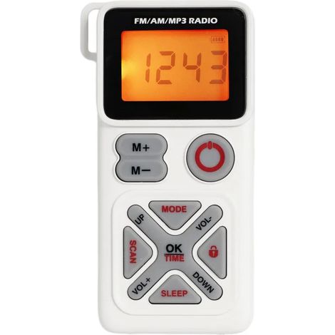 Mini radio (blanche) - FM/AM/MP3 - Minuterie de mise en veille - Prise casque 3,5 mm - Carte TF - Chargement USB-C (1/5)