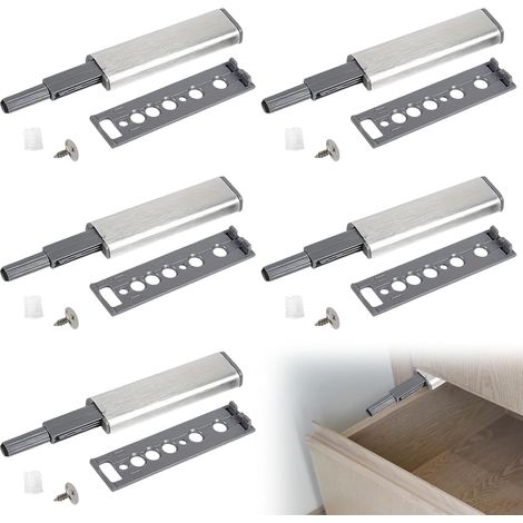 5 Pièces Aimant Poussoir Porte Placard, Ouvre-portes à Pression Push to Open Amortisseur de Porte Comprend Plaques de Montage et Vis Serrure Magnétique pour La L'armoire Tiroir Meuble et Placard (1/5)